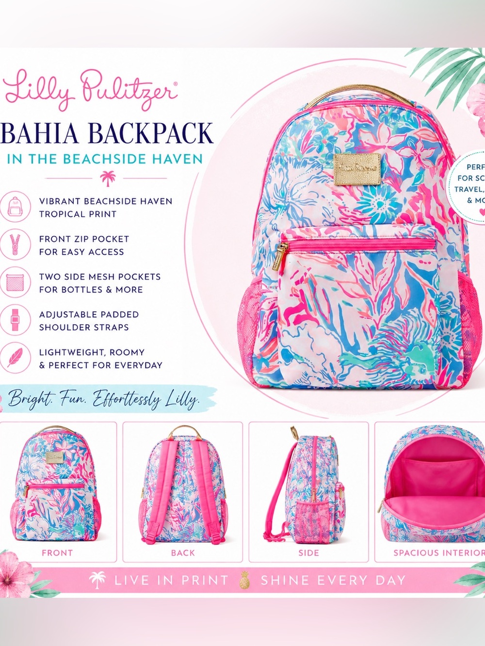 Lilly Pulitzer Bahia Backpack in the Beachside Haven